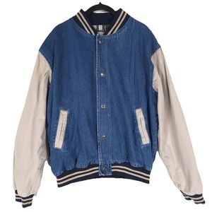 VINTAGE Hartwell elements Jacket Varsity Bomber‎ Denim L 42-44 Snap Cotton 90's